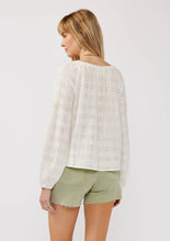 Load image into Gallery viewer, Embroidered Spaghetti Tie Off-Shoulder Plaid Top : White/Taupe / L