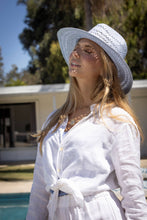 Load image into Gallery viewer, Danika Adjustable Paper Straw Wide Brimmed Resort Hat: Blue