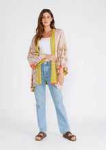 Load image into Gallery viewer, Pink Reversible Floral Print Kimono Cover Up: Rose/Green / One Size
