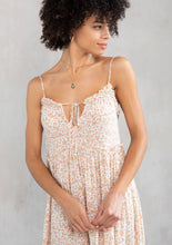 Load image into Gallery viewer, Ditsy Floral Print Sleeveless Panel Mini Dress: Natural/Peach / L
