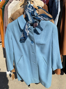 Blue wool vintage swing coat