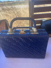 Load image into Gallery viewer, Navy basket weave Lesco purse
