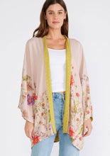 Load image into Gallery viewer, Pink Reversible Floral Print Kimono Cover Up: Rose/Green / One Size
