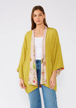Load image into Gallery viewer, Pink Reversible Floral Print Kimono Cover Up: Rose/Green / One Size
