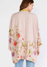 Load image into Gallery viewer, Pink Reversible Floral Print Kimono Cover Up: Rose/Green / One Size
