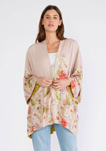 Load image into Gallery viewer, Pink Reversible Floral Print Kimono Cover Up: Rose/Green / One Size
