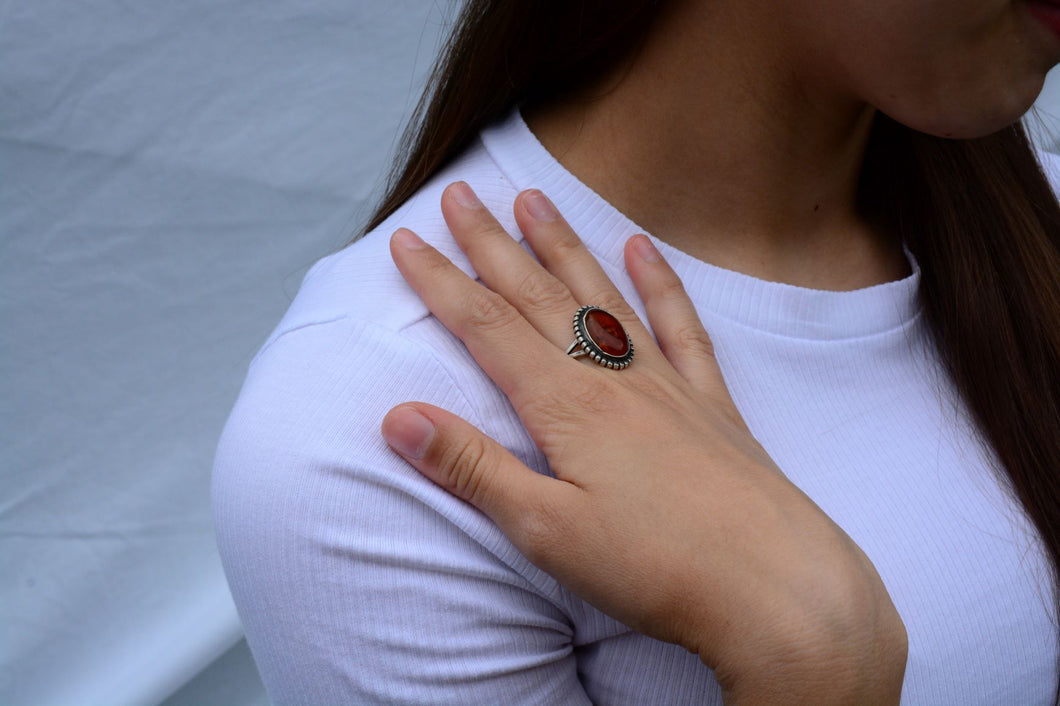 Ring Vintage Sterling Silver with Amber