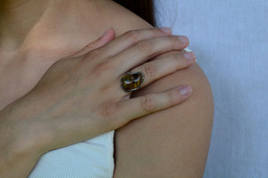 Ring- Sterling Silver vintage Ring Tigers Eye