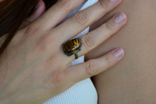 Load image into Gallery viewer, Ring- Sterling Silver vintage Ring Tigers Eye
