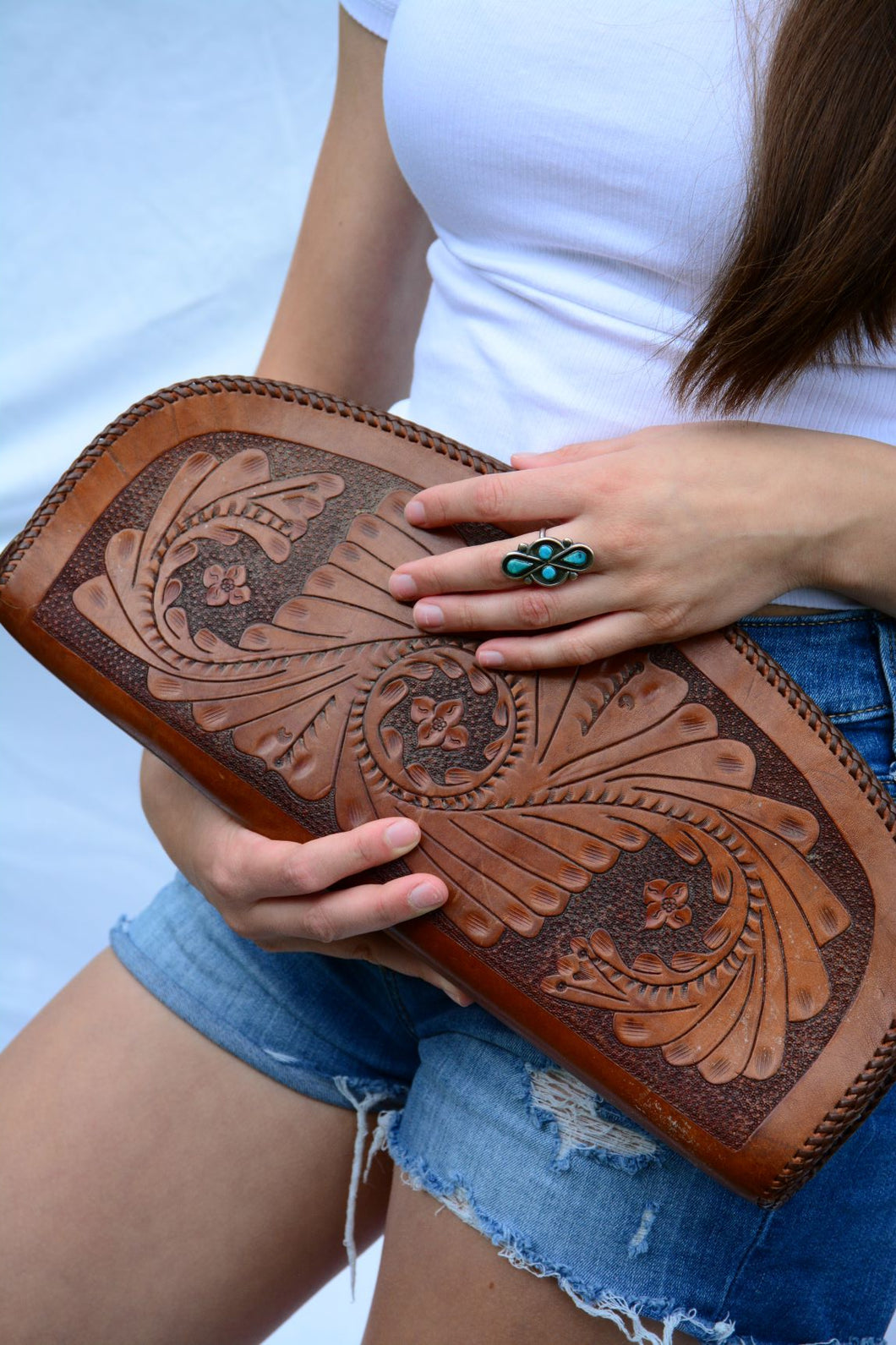 Purse- Vintage Tooled Leather handbag