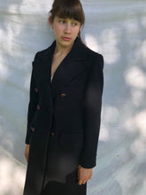 Load image into Gallery viewer, Coat-ladies Black 3/4 length vintage 80’s Wool pea coat
