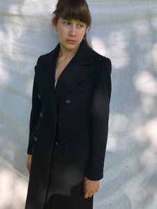 Coat-ladies Black 3/4 length vintage 80’s Wool pea coat