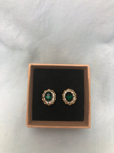 Earrings Vintage costume- Faux emerald style