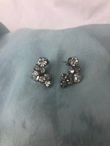 Earrings Vintage Rhinestone with matching brooch/ clip