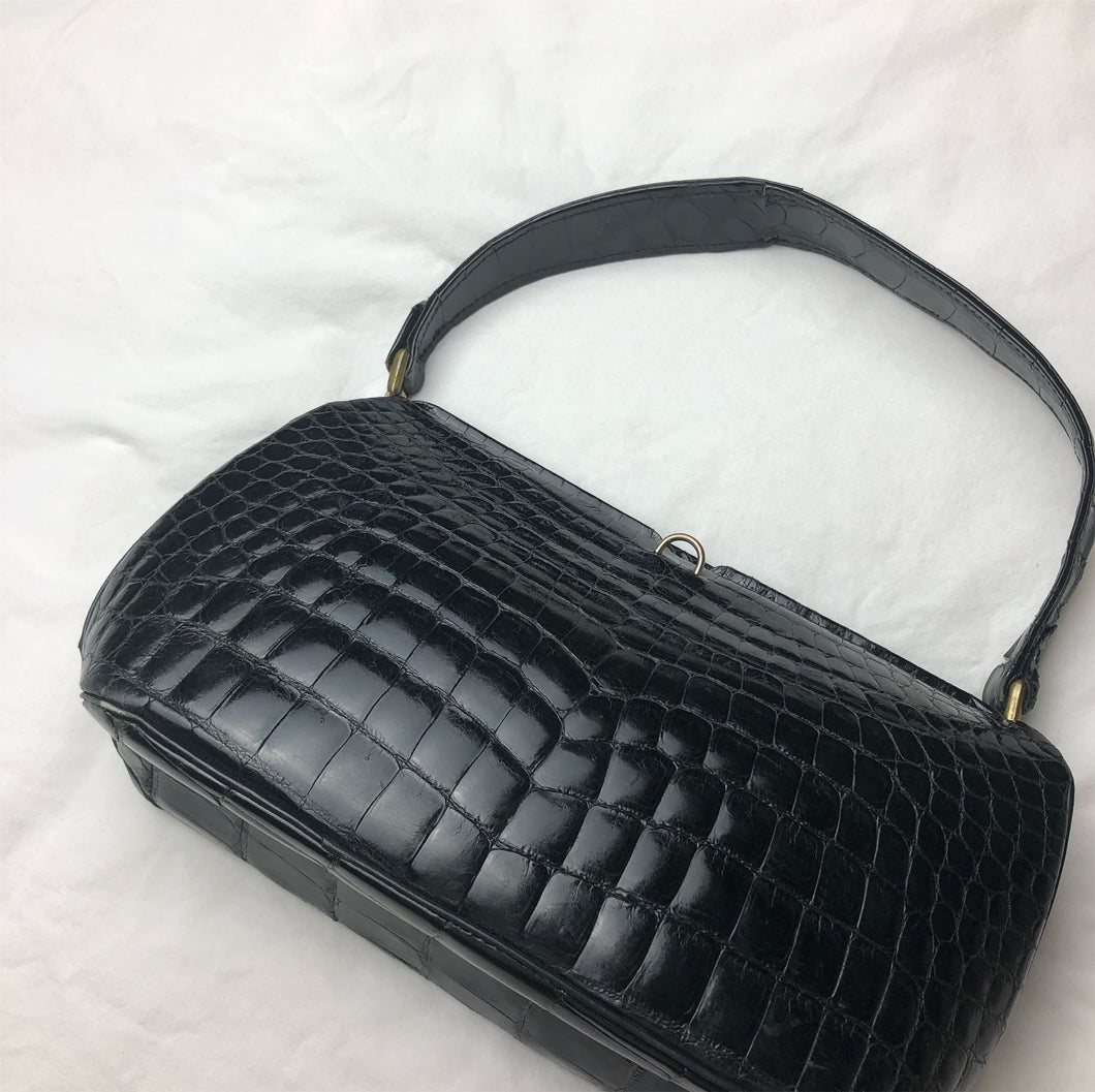 Vintage Croc leather purse- black