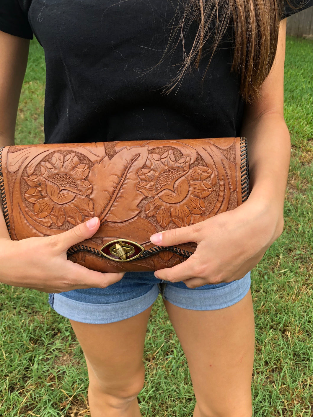 Clutch - Vintage Tooled Leather