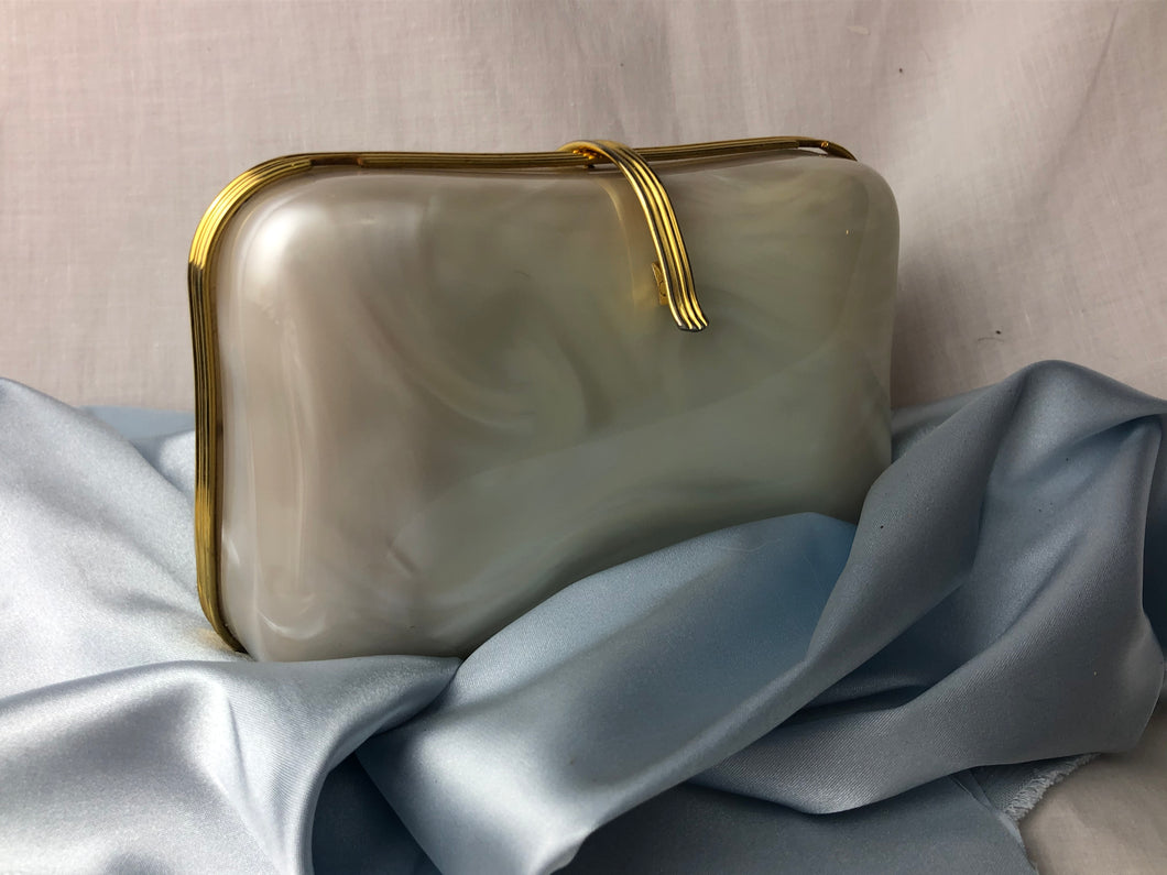 Vintage Lucite pearlized clutch